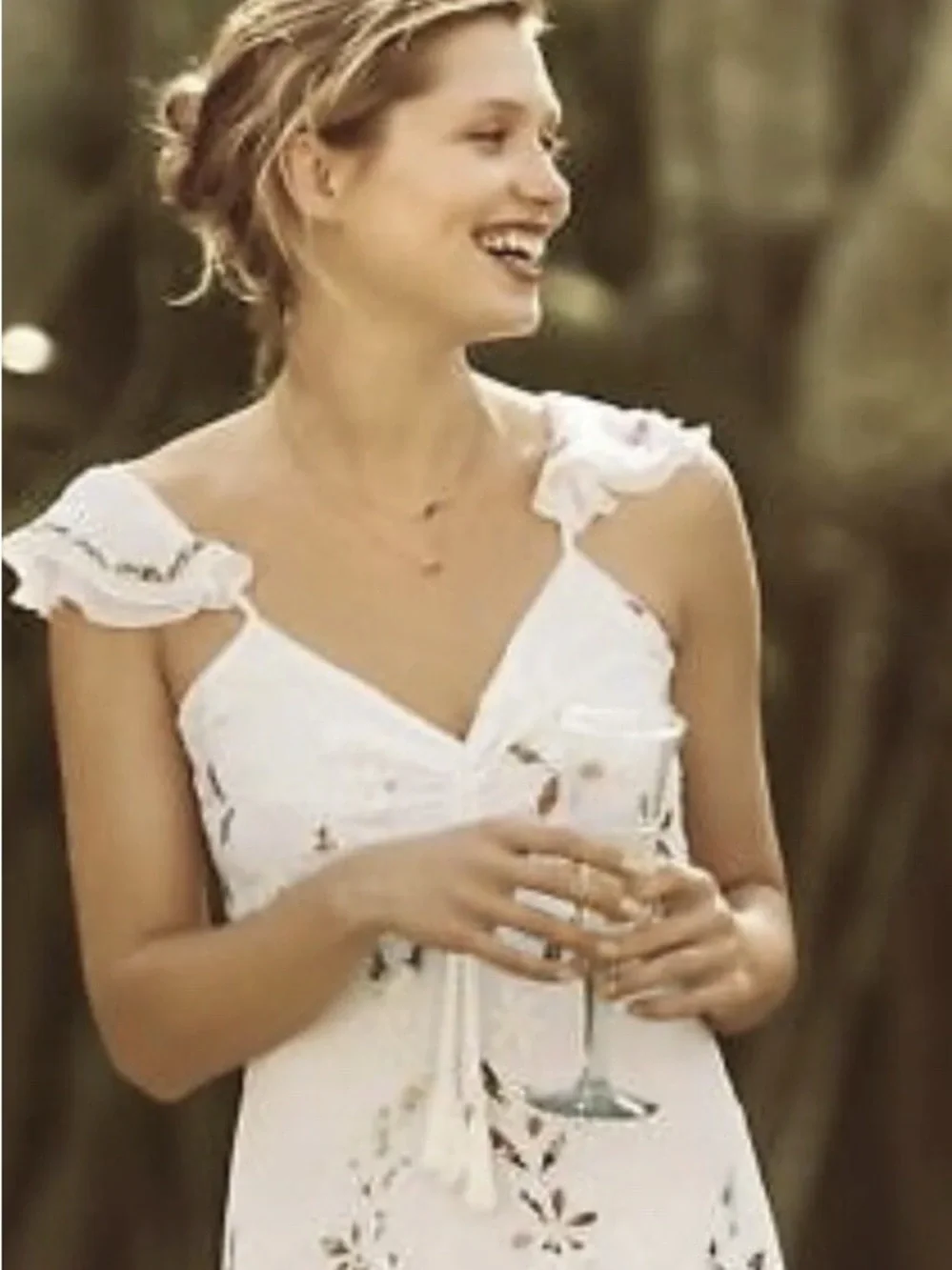Anthropologie Farm Rio Quintana White Embroidered Floral maxi dress Sz 0 - Picture 4 of 11